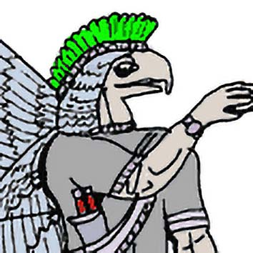 Picture of the Middle-Eastern War God Ashur from our Middle-Eastern mythology image library. Illustration by Chas Saunders.