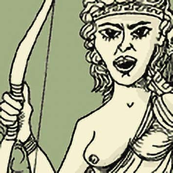 Picture of the Greek Hunting Goddess Artemis from our Greek mythology image library. Illustration by Chas Saunders.