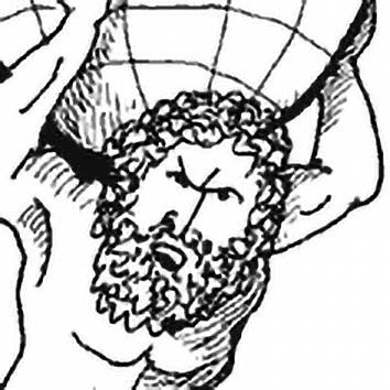 Picture of the Greek Strength God Atlas from our Greek mythology image library. Illustration by Chas Saunders.