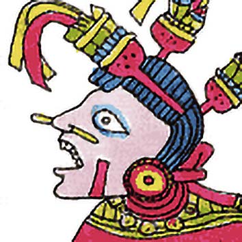 Picture of the Aztec Water Goddess Chalchiuhtlicue from our Aztec mythology image library. Illustration by Chas Saunders.