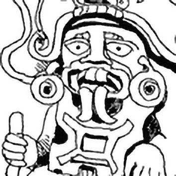 Picture of the Zapotec Rain God Cocijo from our Zapotec mythology image library. Illustration by Chas Saunders.