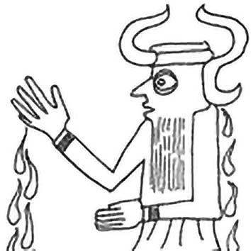 Picture of the Mesopotamian Creator God Ea from our Mesopotamian mythology image library. Illustration by Chas Saunders.