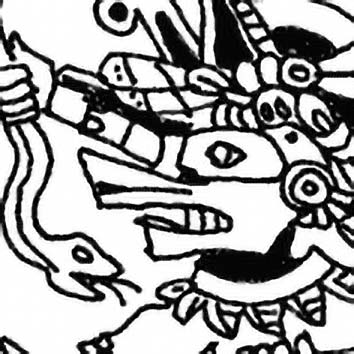 Picture of the Aztec Wind God Ehecatl from our Aztec mythology image library. Illustration by Chas Saunders.