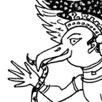 Picture of the Hindu Bird God Garuda from our Hindu mythology image library. Illustration by Chas Saunders.