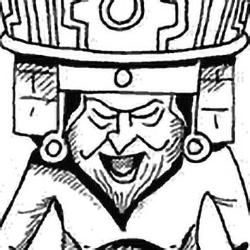 Picture of the Aztec Fire God Huehueteotl from our Aztec mythology image library. Illustration by Chas Saunders.