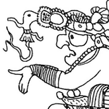 Picture of the Maya Creator God Itzamna from our Maya mythology image library. Illustration by Chas Saunders.