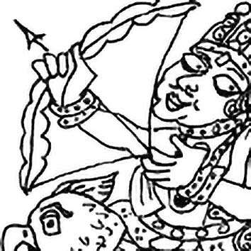 Picture of the Hindu Desire God Kama from our Hindu mythology image library. Illustration by Chas Saunders.