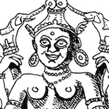 Picture of the Hindu Good Luck Goddess Lakshmi from our Hindu mythology image library. Illustration by Chas Saunders.