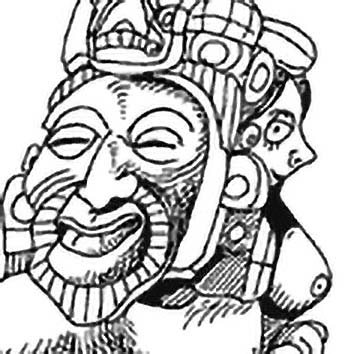 Picture of the Aztec Supreme God Ometecuhtli from our Aztec mythology image library. Illustration by Chas Saunders.