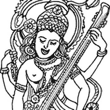 Picture of the Hindu Education Goddess Sarasvati from our Hindu mythology image library. Illustration by Chas Saunders.