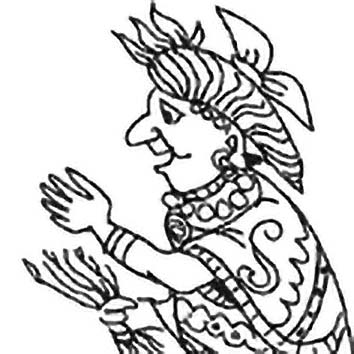 Picture of the Aztec Commerce God Yacatecuhtli from our Aztec mythology image library. Illustration by Chas Saunders.