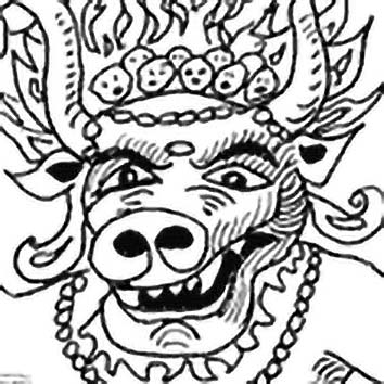 Picture of the Hindu Death God Yama from our Hindu mythology image library. Illustration by Chas Saunders.